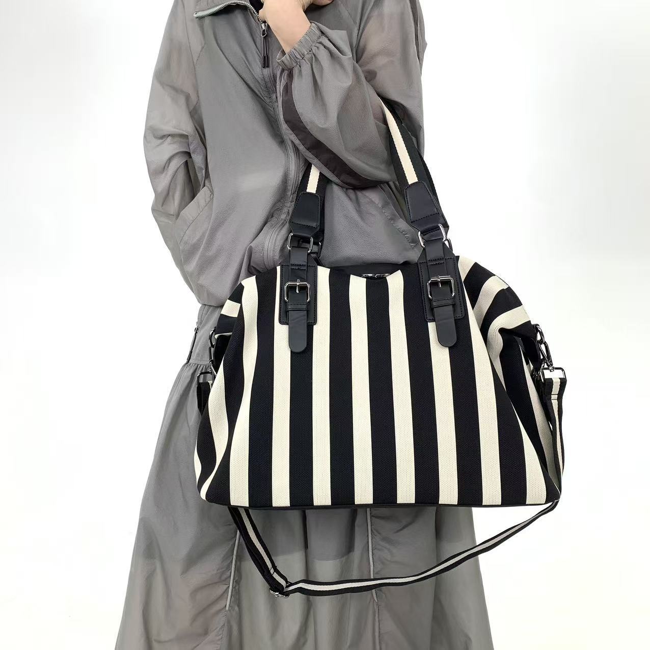 Women Bags Deals - Ladies' fashionable striped versatile handbag, large