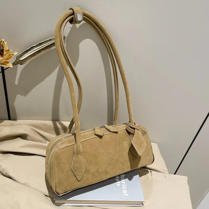 Women Bags Discount - Faux Suede Zipper Solid Color Bowling