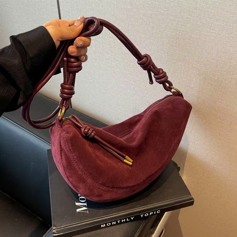 Women Bags Discount - Faux Suede Dumpling Shoulder Bag for