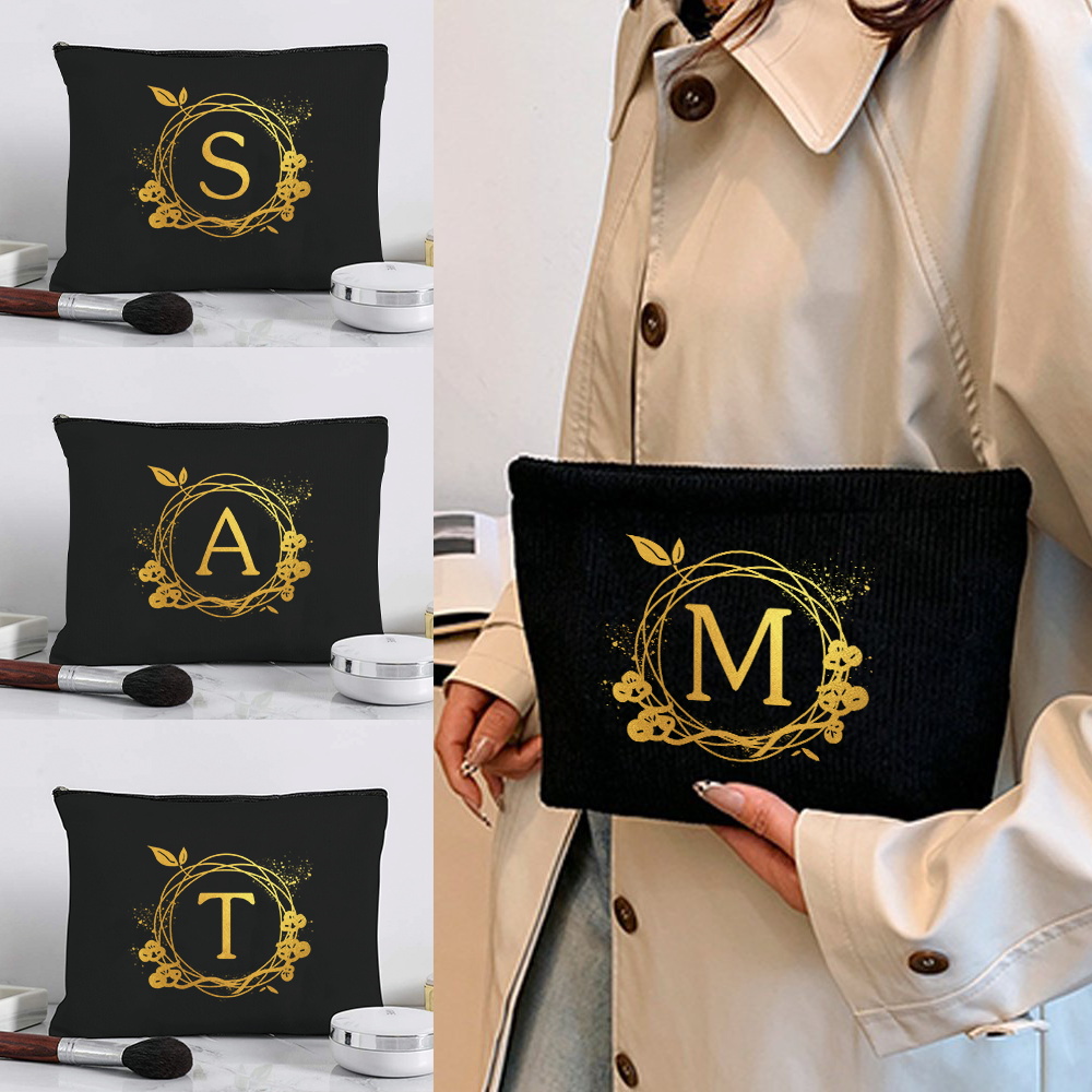 Women Bags For Office Use - Womens Black Canvas Storage Pouch With