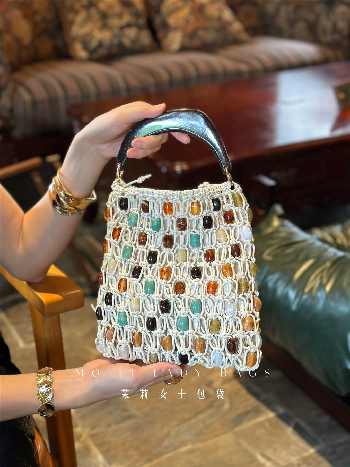 Women'S Bags Holiday - Fashion Beads Beaded Woven Handmade Bucket