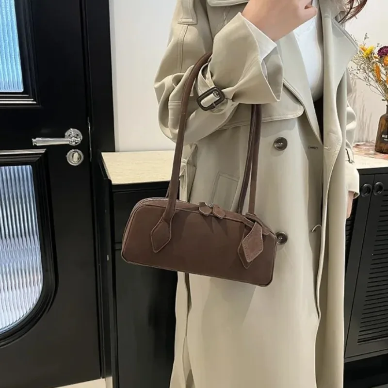Faux Suede Zipper Solid Color  - Women Bags Discount review and price